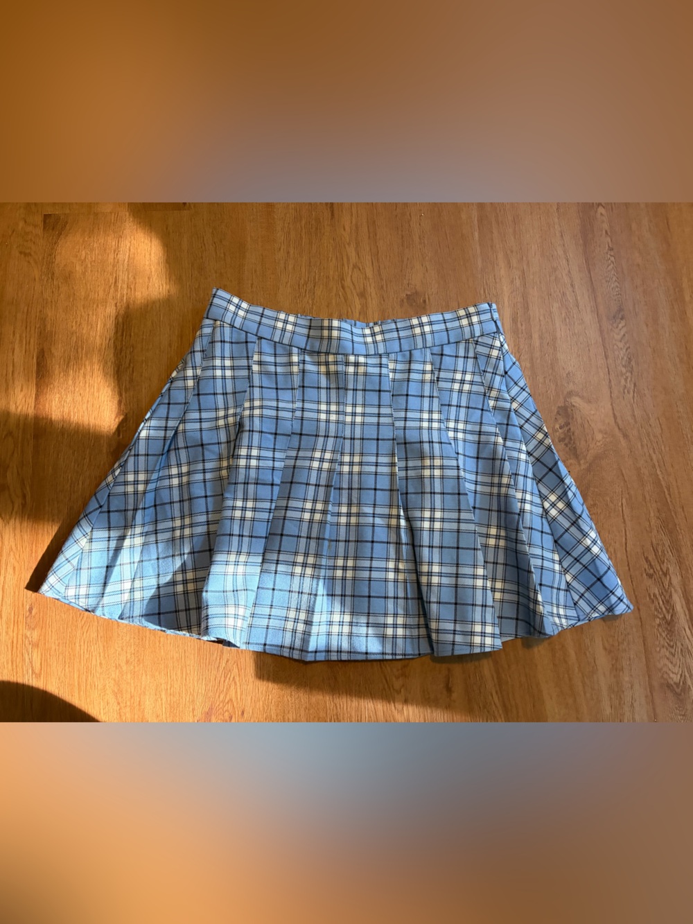 Garage Light Blue Plaid Skater Skirt